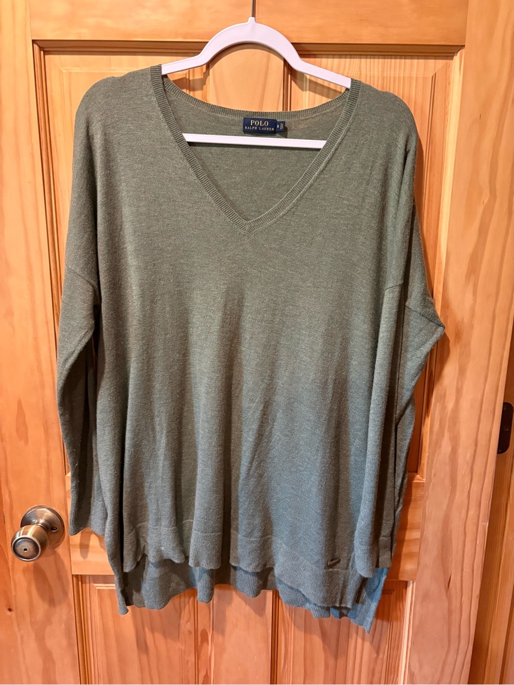 Polo Ralph Lauren Women's Oversized V-Neck Knit Sweater olive green size S